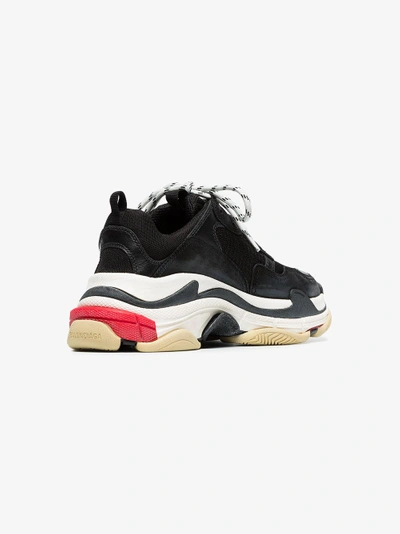 Balenciaga Triple S Logo-embroidered Leather, Nubuck And Mesh Sneakers In Black