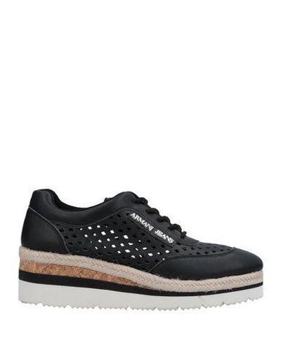 Shop Armani Jeans Laced Shoes In Black