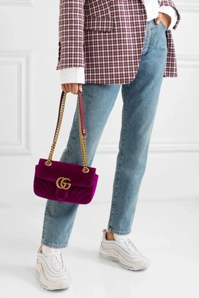 Gucci Purple GG Marmont Matelasse Crossbody Bag Velvet Cloth ref.948746 -  Joli Closet