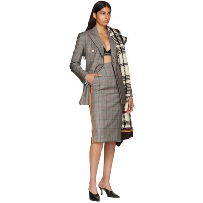 Shop Calvin Klein 205w39nyc Black And White Wool Classic Glen Plaid Blazer In 929 Black/w