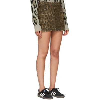 Shop R13 Brown Denim Leopard Miniskirt