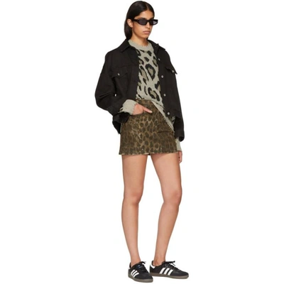 Shop R13 Brown Denim Leopard Miniskirt