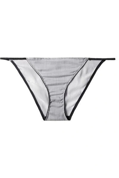 Shop Kiki De Montparnasse Striped Cotton And Silk-blend Briefs In Gray