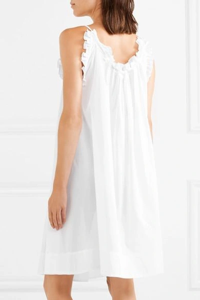 Shop Three Graces London Nightingale Ruffled Cotton-voile Nightdress In White