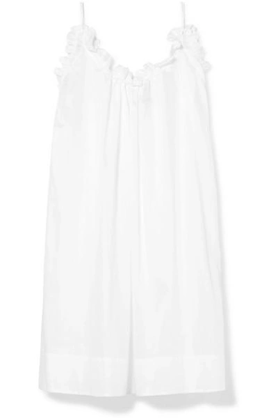 Shop Three Graces London Nightingale Ruffled Cotton-voile Nightdress In White