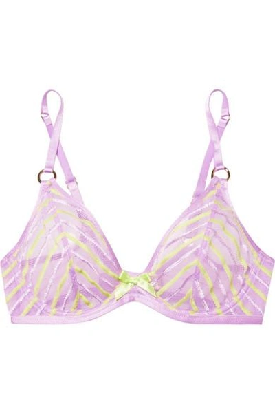 Shop Agent Provocateur Pettra Embroidered Tulle Underwired Bra In Lavender