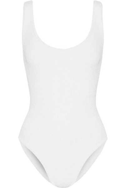 Shop Hunza G Seersucker Swimsuit In White