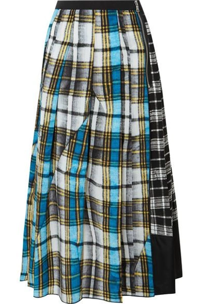 Shop Marc Jacobs Patchwork Plaid Silk Crepe De Chine Skirt In Blue