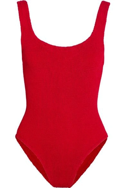 Shop Hunza G Seersucker Swimsuit In Red