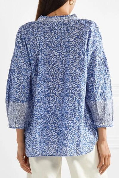 Shop Hatch Olivia Printed Cotton-voile Blouse In Blue