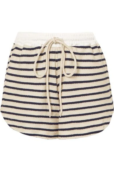 Shop Bassike Striped Cotton-canvas Shorts In Navy