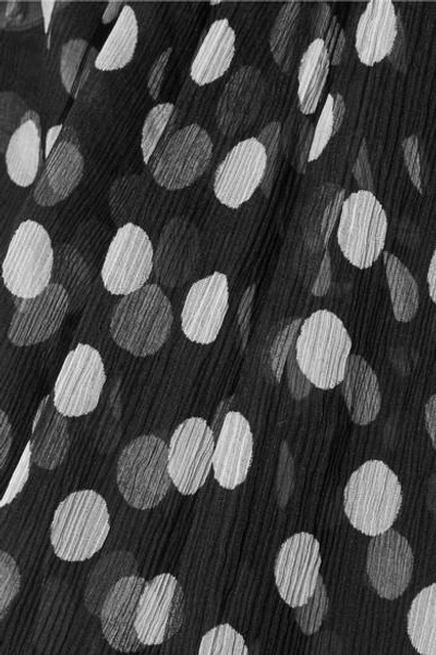 Shop Lee Mathews Mansfield Ruffled Polka-dot Crinkled Silk-georgette Blouse In Black