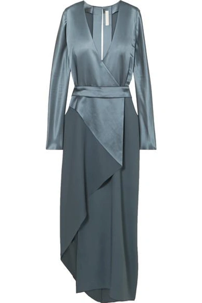 Shop Dion Lee Wrap-effect Mulberry Silk-satin Midi Dress In Metallic