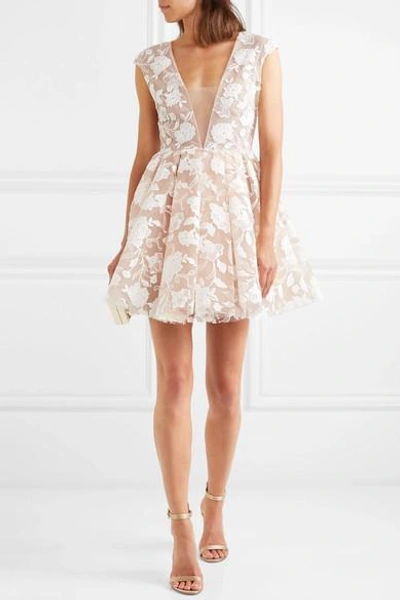 Shop Rime Arodaky Rory Embroidered Tulle Mini Dress In White
