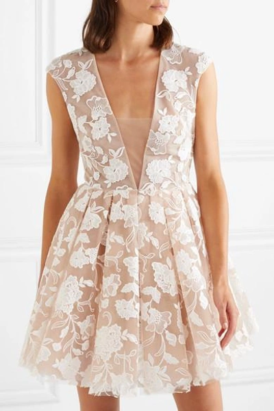 Shop Rime Arodaky Rory Embroidered Tulle Mini Dress In White