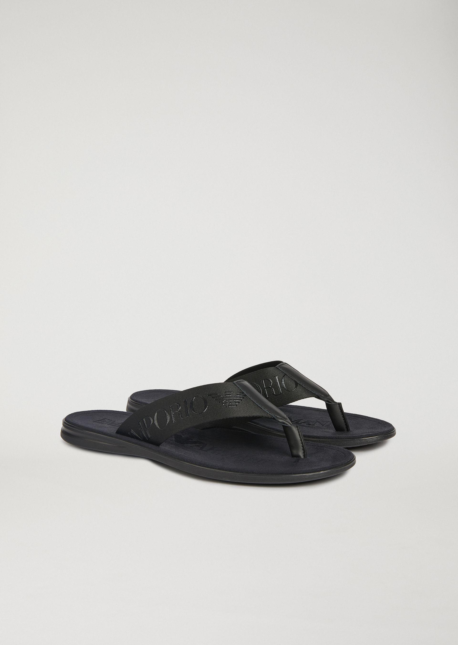 white armani flip flops