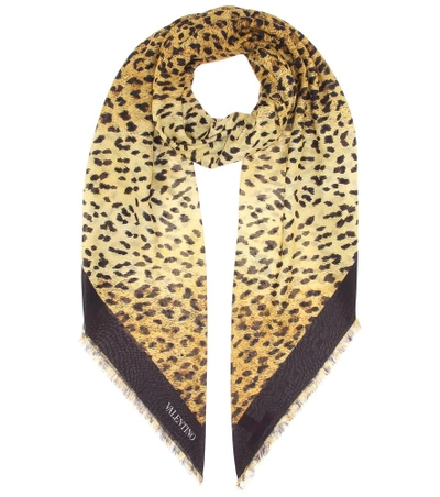 Shop Valentino Leopard-printed Scarf In Brown