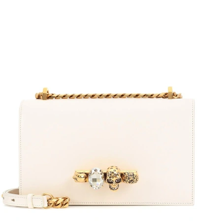 Shop Alexander Mcqueen Skull Crystal Shoulder Bag In White