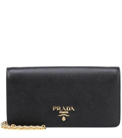 Shop Prada Saffiano-leather Crossbody Bag In Black