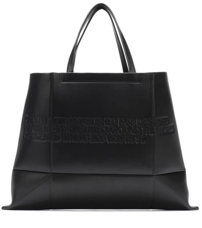 Shop Calvin Klein 205w39nyc Logo Leather Tote In Black