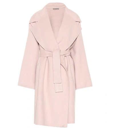 Shop Bottega Veneta Cashmere Wrap Coat In Pink