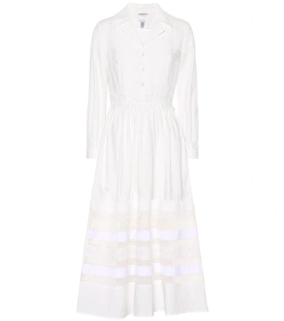 Shop Huishan Zhang Lace-trimmed Cotton Dress In White