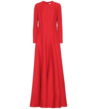 Shop Valentino Wool And Silk Gown In Red