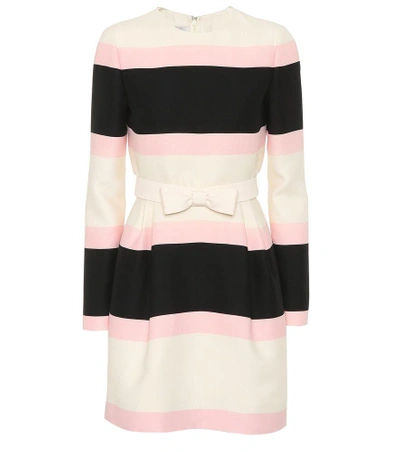 Shop Valentino Wool And Silk Striped Dress In Multicoloured