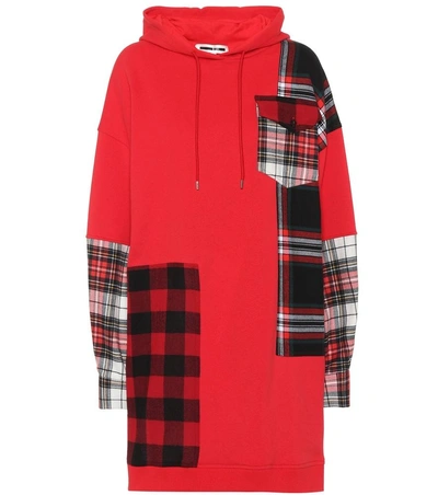 Shop Mcq By Alexander Mcqueen Plaid Patch Cotton Hoodie In Red