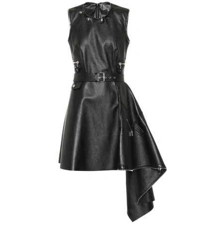 Shop Alexander Mcqueen Belted Leather Dress In Black