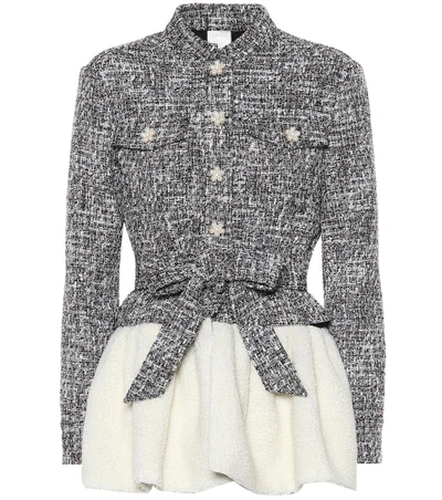 Shop Huishan Zhang Embellished Tweed Jacket In Grey