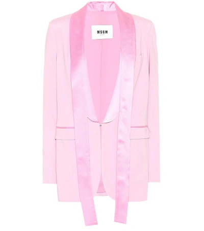 Shop Msgm Satin Lapel Tuxedo Jacket In Pink