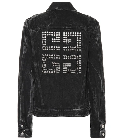 Shop Givenchy Embellished Denim Jacket In Black
