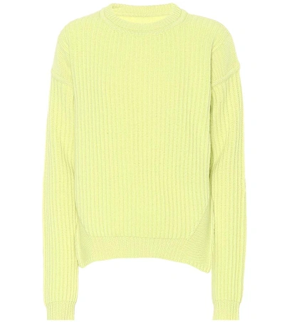 Shop Rick Owens Ribbed-knit Wool Sweater In Yellow