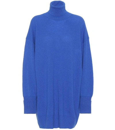 Shop Maison Margiela Oversized Wool Turtleneck Sweater In Blue