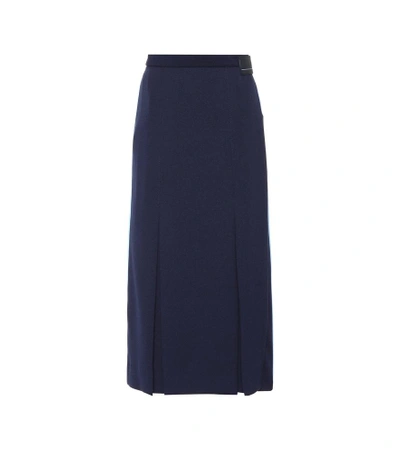 Shop Prada Pleated Jersey Skirt In Blue
