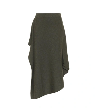 Shop Jw Anderson Asymmetric Wool Skirt In Green