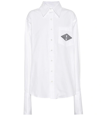 Shop Matthew Adams Dolan Logo Printed Cotton Shirt In White