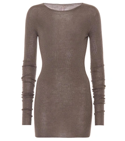 Shop Rick Owens Ribbed Wool Sweater In Brown