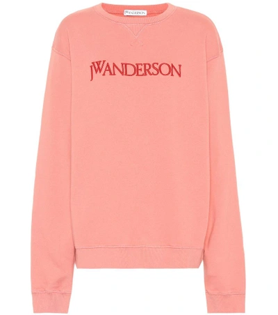 Shop Jw Anderson Embroidered Cotton Sweatshirt In Pink