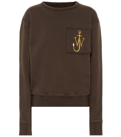 Shop Jw Anderson Embroidered Cotton Sweatshirt In Green