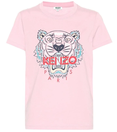 Shop Kenzo Tiger Logo Cotton T-shirt In Pink