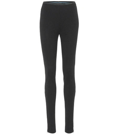 Shop Prada Stretch Leggings In Black