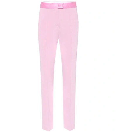 Shop Msgm Cropped Slim Pants In Pink