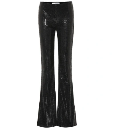 Shop Galvan Galaxy Flared Sequinned Pants In Black