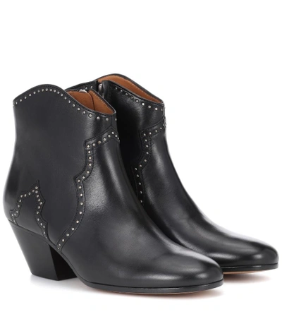 Shop Isabel Marant Dicker Leather Ankle Boots In Black
