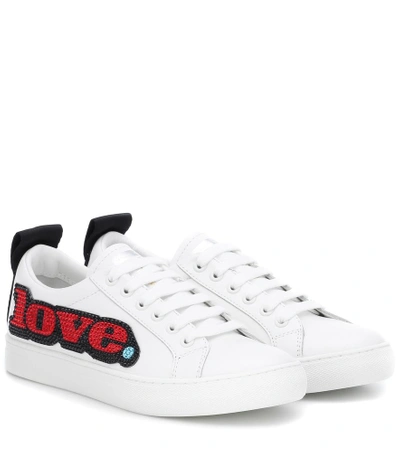 Shop Marc Jacobs Love Embellished Empire Sneakers In White