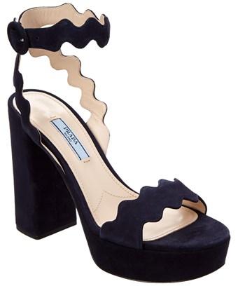 prada scalloped suede platform sandal