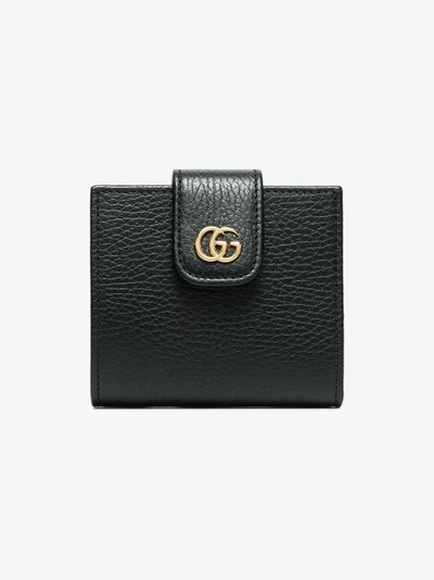Shop Gucci Black Marmont Flat Leather Wallet