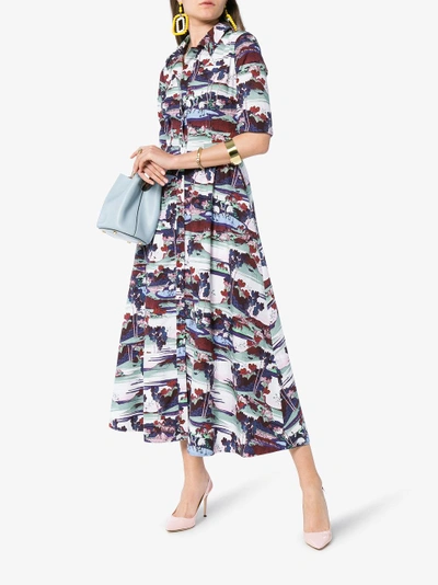 Shop Erdem Kasia Mizuno Land Poplin Dress In Multicolour